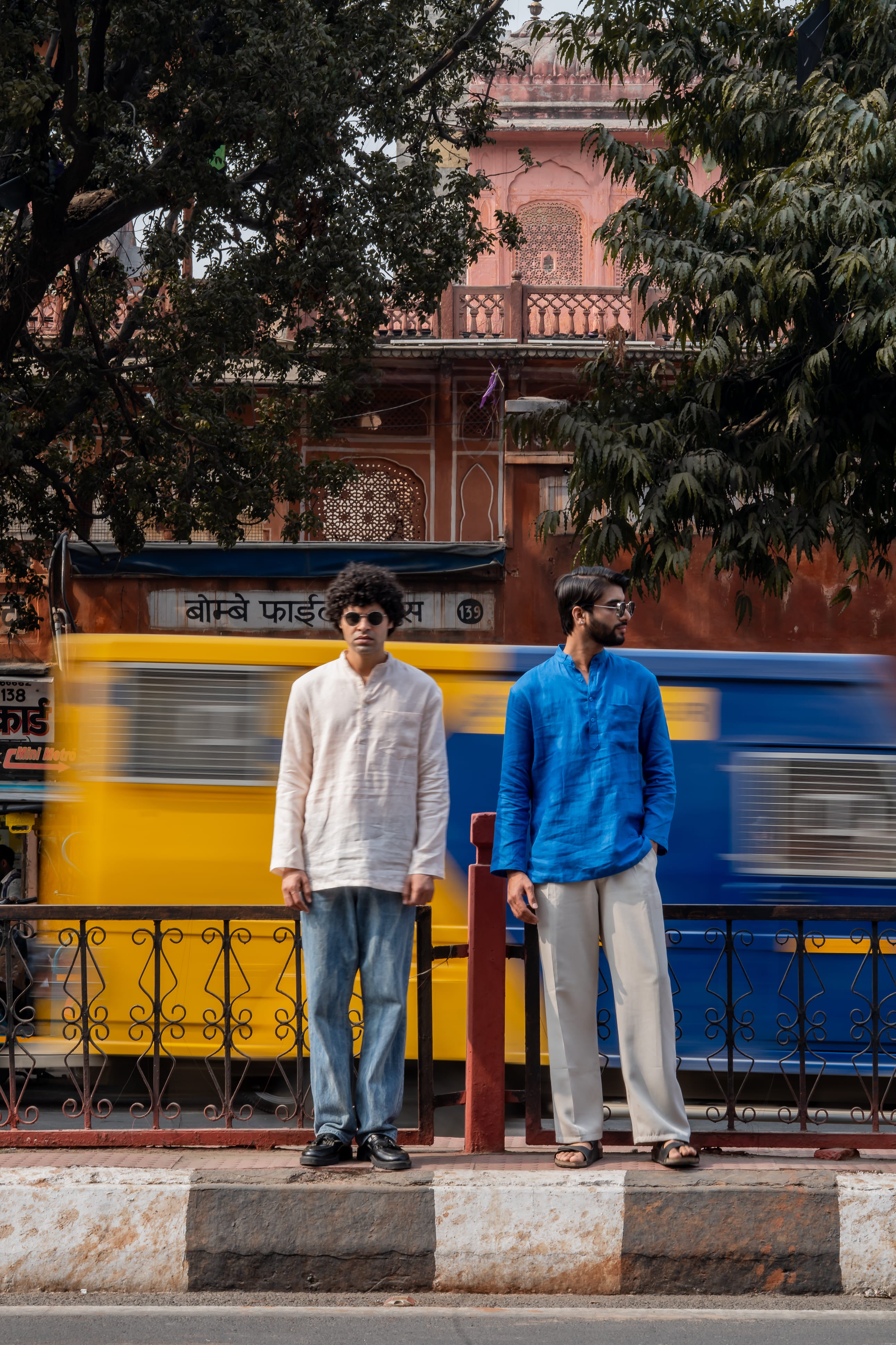 Bhor light peach premium linen short kurta by Mr.Saa (Mr.सा)