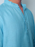 Aasmani light blue premium linen short kurta by Mr.Saa (Mr.सा)