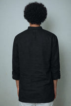 अमा (Ama) - Men Rich Black Premium Linen Short Kurta