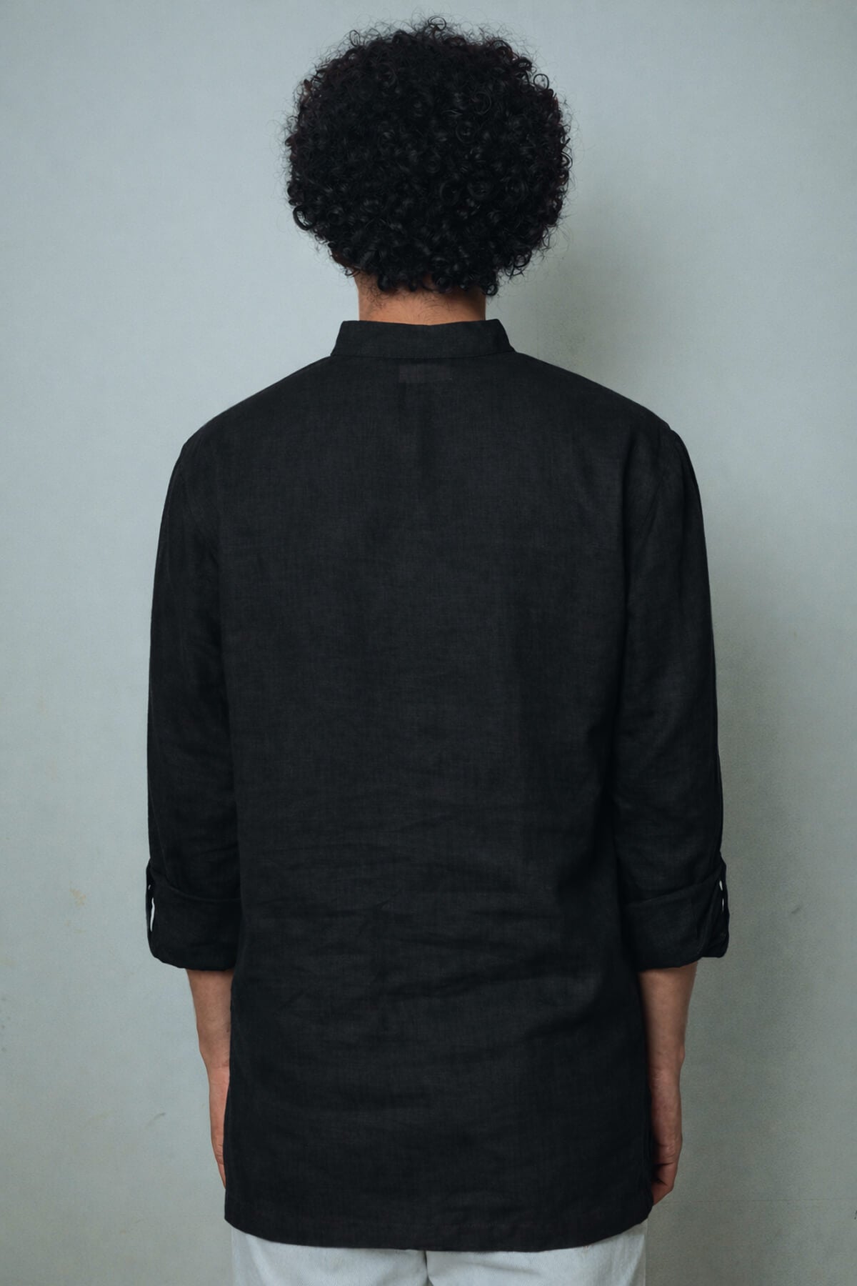 अमा (Ama) - Men Rich Black Premium Linen Short Kurta