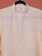 Bhor light peach premium linen short kurta by Mr.Saa (Mr.सा)