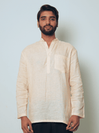 Bhor light peach premium linen short kurta by Mr.Saa (Mr.सा)