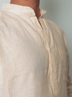 Bhor light peach premium linen short kurta by Mr.Saa (Mr.सा)