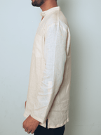 Bhor light peach premium linen short kurta by Mr.Saa (Mr.सा)