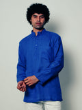 Mor Pankhi peacock blue premium linen short kurta by Mr.Saa (Mr.सा)