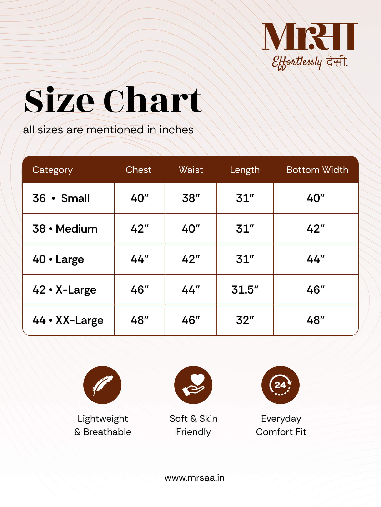 linen short kurta size chart by Mr.Saa (Mr.सा)